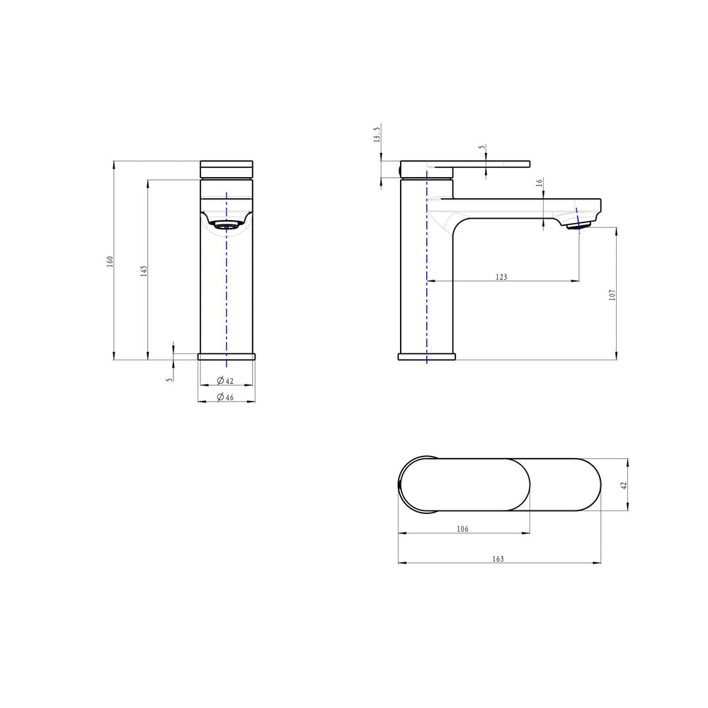 LINSOL CAPO BASIN MIXER 160MM MATTE BLACK