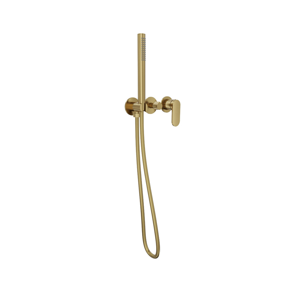 LINSOL CAPO 3-PLATE WALL MIXER WITH HAND SHOWER BRUSHED BRASS