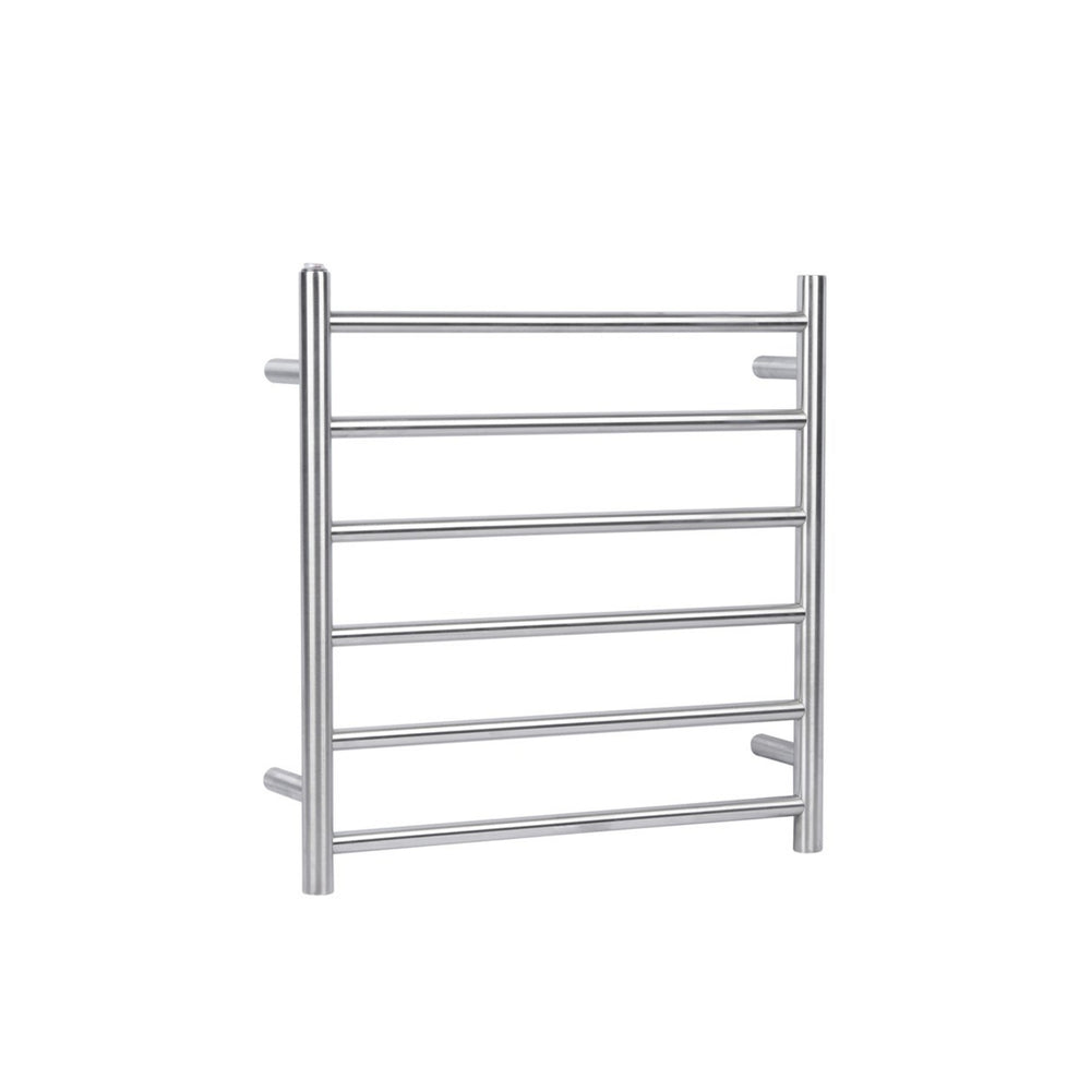 NORICO 6-BAR ROUND LADDER HEATED TOWEL RAIL 620MM BRUSHED NICKEL