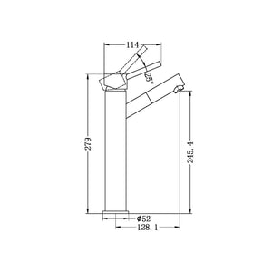 NERO DOLCE TALL BASIN MIXER ANGLE SPOUT 279MM CHROME