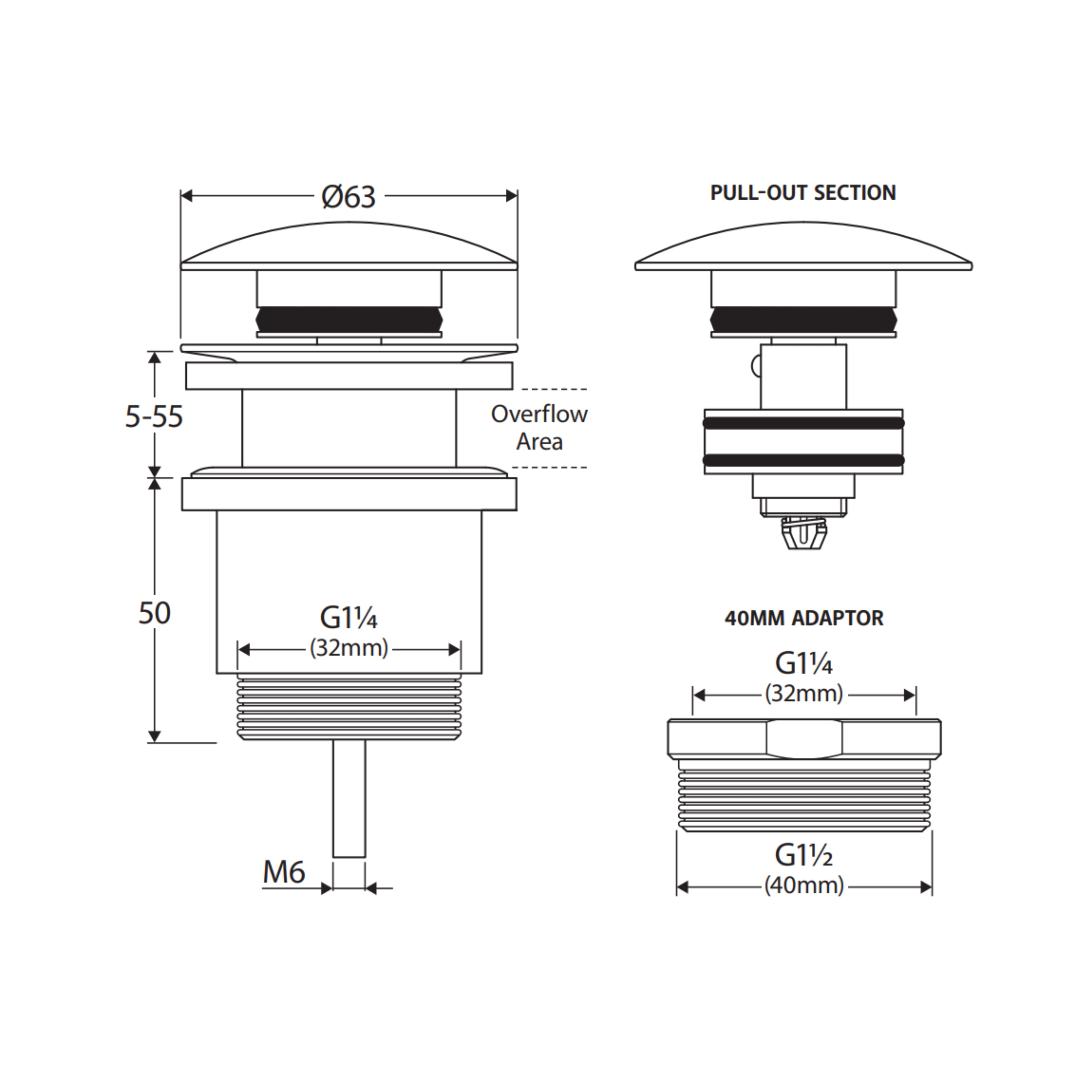 FIENZA UNIVERSAL POP-UP/PULL-OUT BASIN WASTE 32/40MM URBAN BRASS