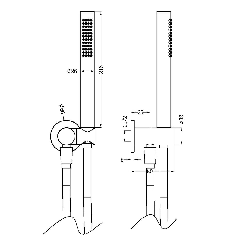 NERO ZEN SHOWER ON BRACKET BRUSHED NICKEL