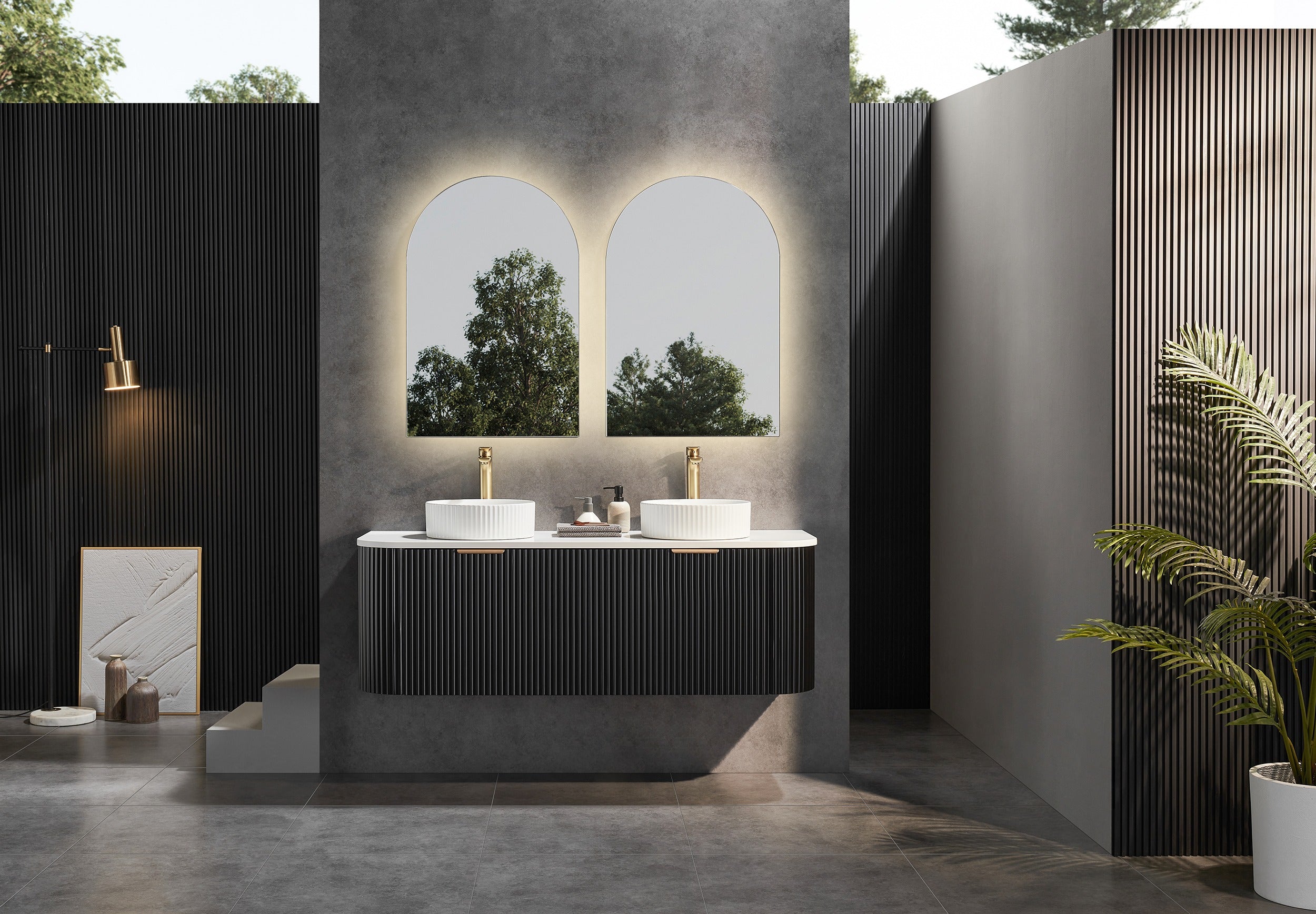 CETO AVALON MATTE BLACK 1500MM DOUBLE BOWL WALL HUNG VANITY