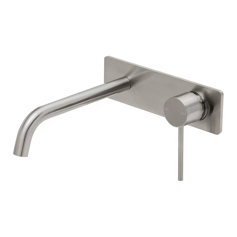 PHOENIX VIVID SLIMLINE SWITCHMIX LEAD FREE WALL BASIN AND BATH MIXER SET 230MM BRUSHED NICKEL