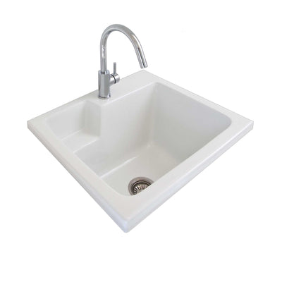 SEIMA EVA 620 SINGLE BOWL LAUNDRY SINK GLOSS WHITE 620MM