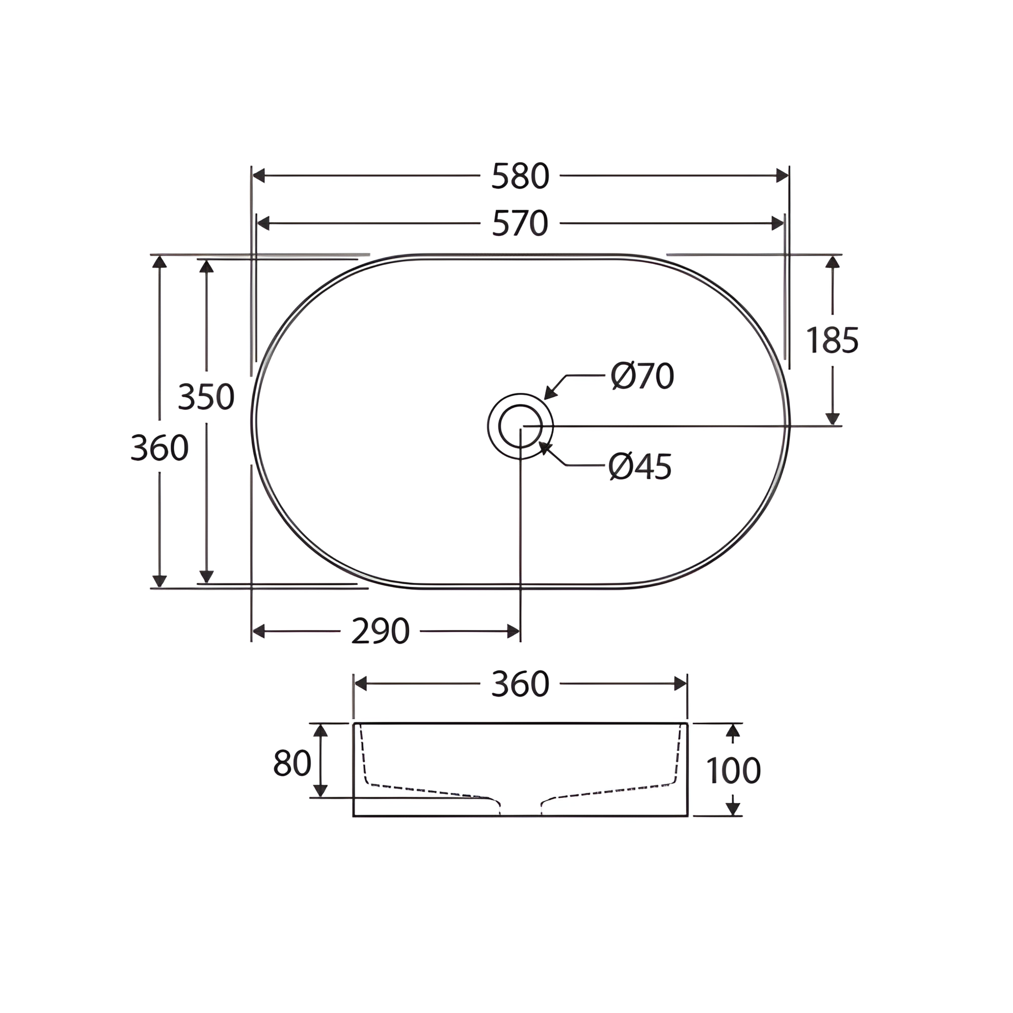 FIENZA ELEANOR FLUTED ABOVE COUNTER BASIN MATTE WHITE 580MM