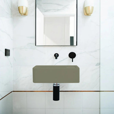 NOOD CO SHELF 01 WALL HUNG BASIN WITH NO TAP HOLE OLIVE 440MM