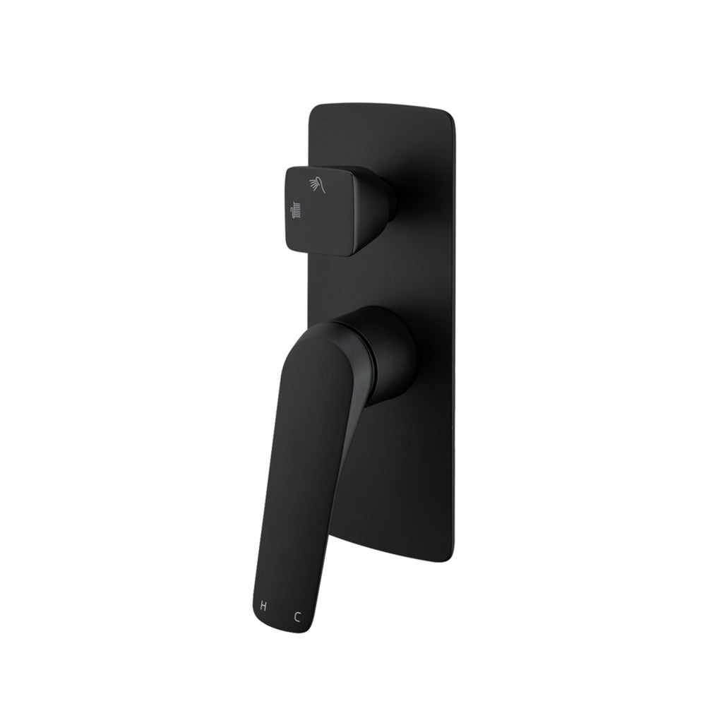 NORICO AU WALL MIXER WITH DIVERTER 205MM MATTE BLACK