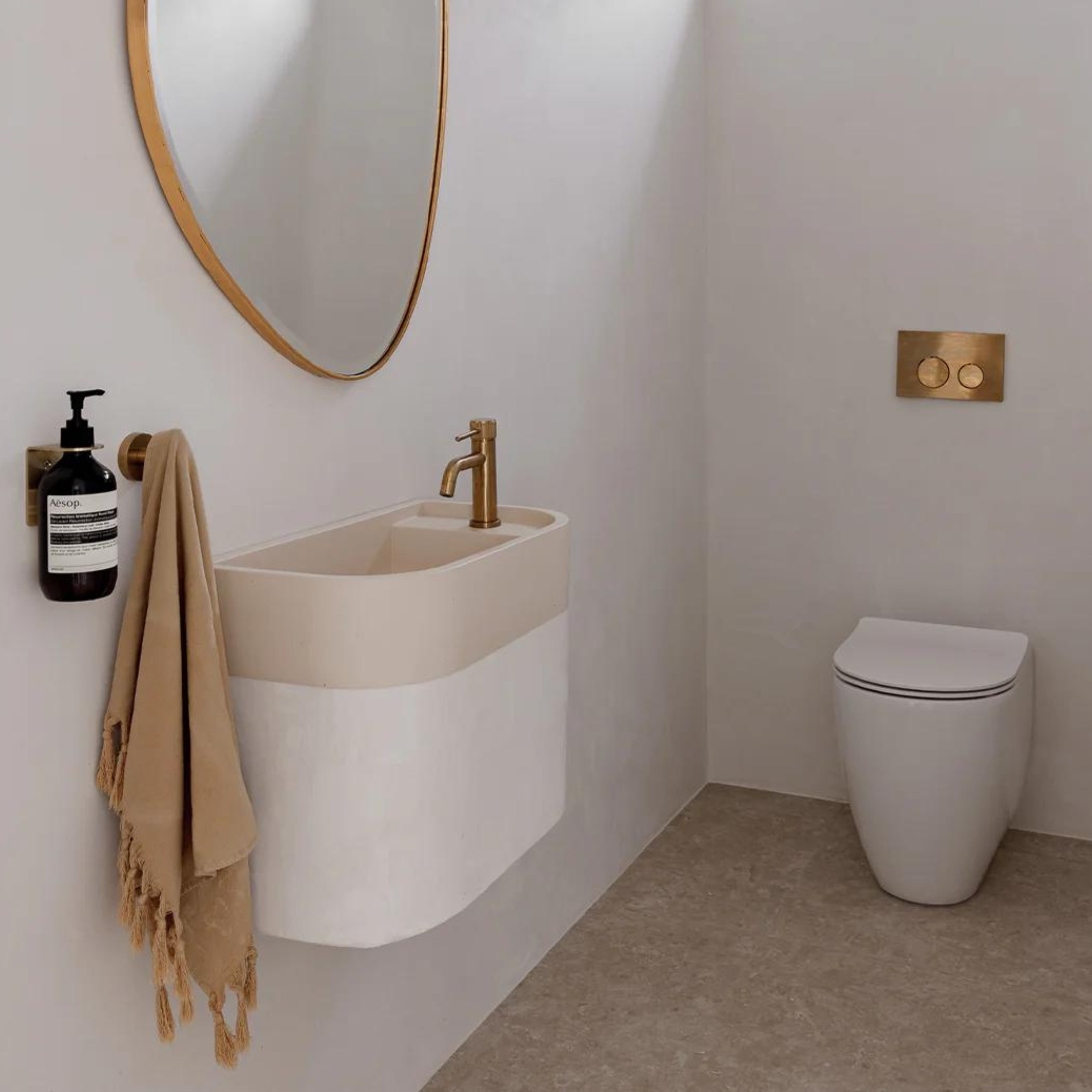 NOOD CO LOOP 02 ABOVE COUNTER / WALL HUNG BASIN OLIVE 540MM