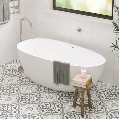 FIENZA BAHAMA SOLID SURFACE FREESTANDING BATHTUB MATTE WHITE (AVAILABLE IN 1500MM AND 1685MM)