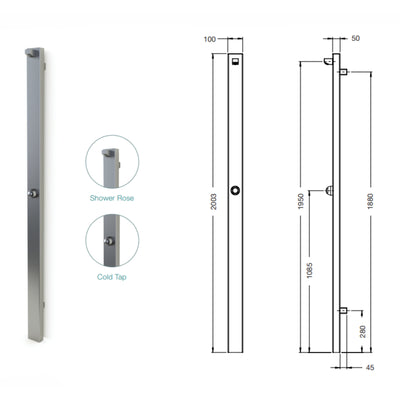 RAINWARE BEACH WALL MOUNTED OUTDOOR TIME FLOW SINGLE SHOWER STAINLESS STEEL