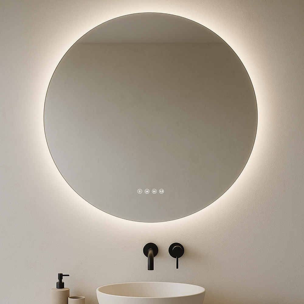 LUNARGLOW ECLIPSE ROUND 3 COLOUR LIGHTS FRAMELESS LED MIRROR 750MM