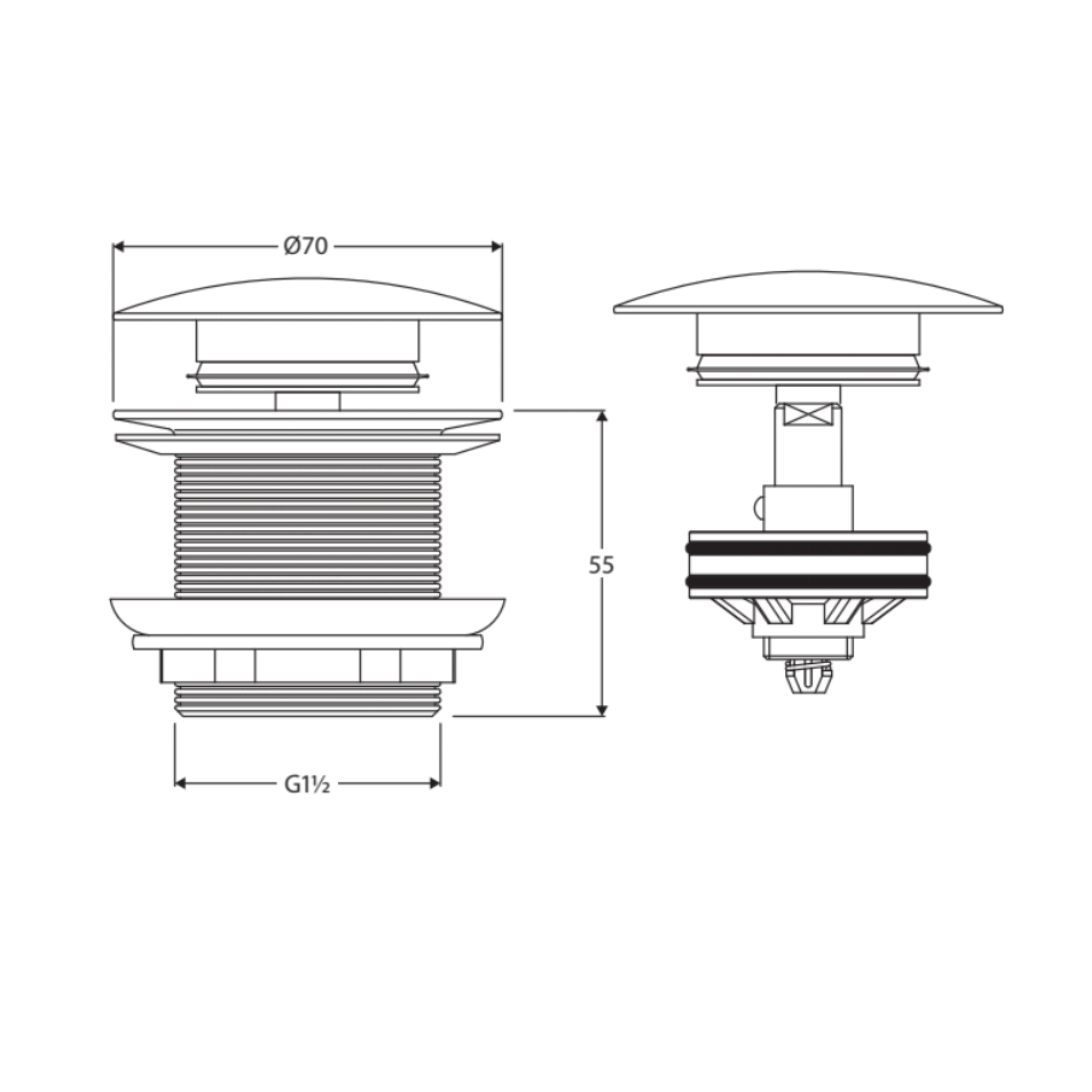 FIENZA UNIVERSAL PULL-OUT/POP-UP NON-OVERFLOW BATHTUB WASTE 40MM WARM GREY