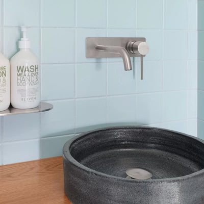 PHOENIX VIVID SLIMLINE SWITCHMIX LEAD FREE WALL BASIN AND BATH MIXER SET 180MM BRUSHED NICKEL