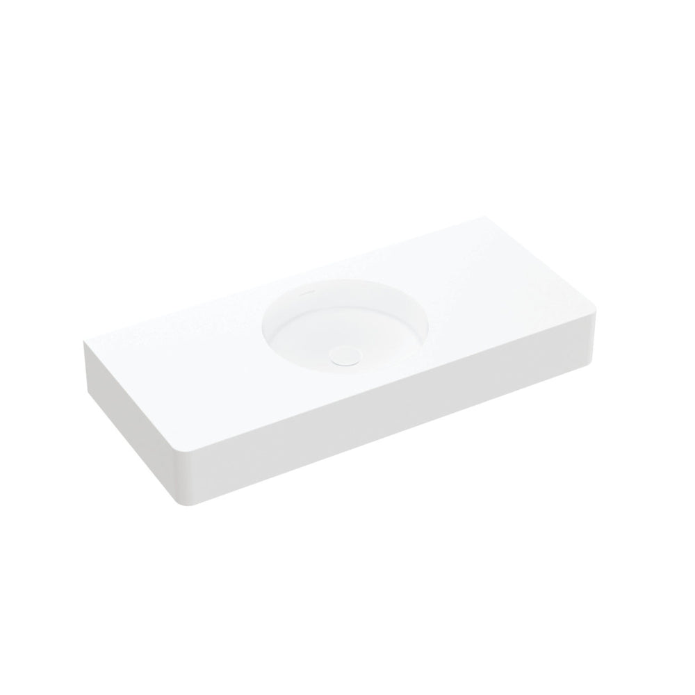 FIENZA ENCANTO SOLID SURFACE WALL HUNG BASIN MATTE WHITE 1000MM