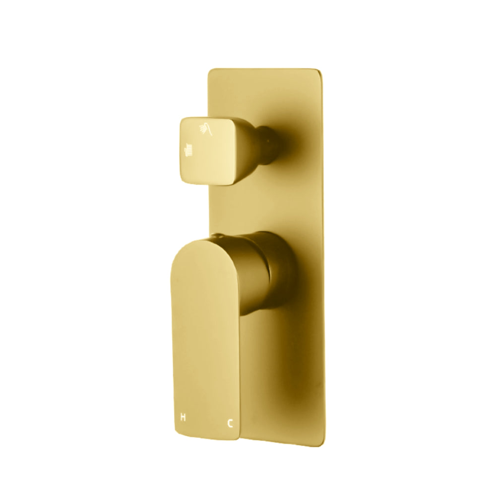 NORICO VOG WALL MIXER WITH DIVERTER 205MM BRUSHED BRASS