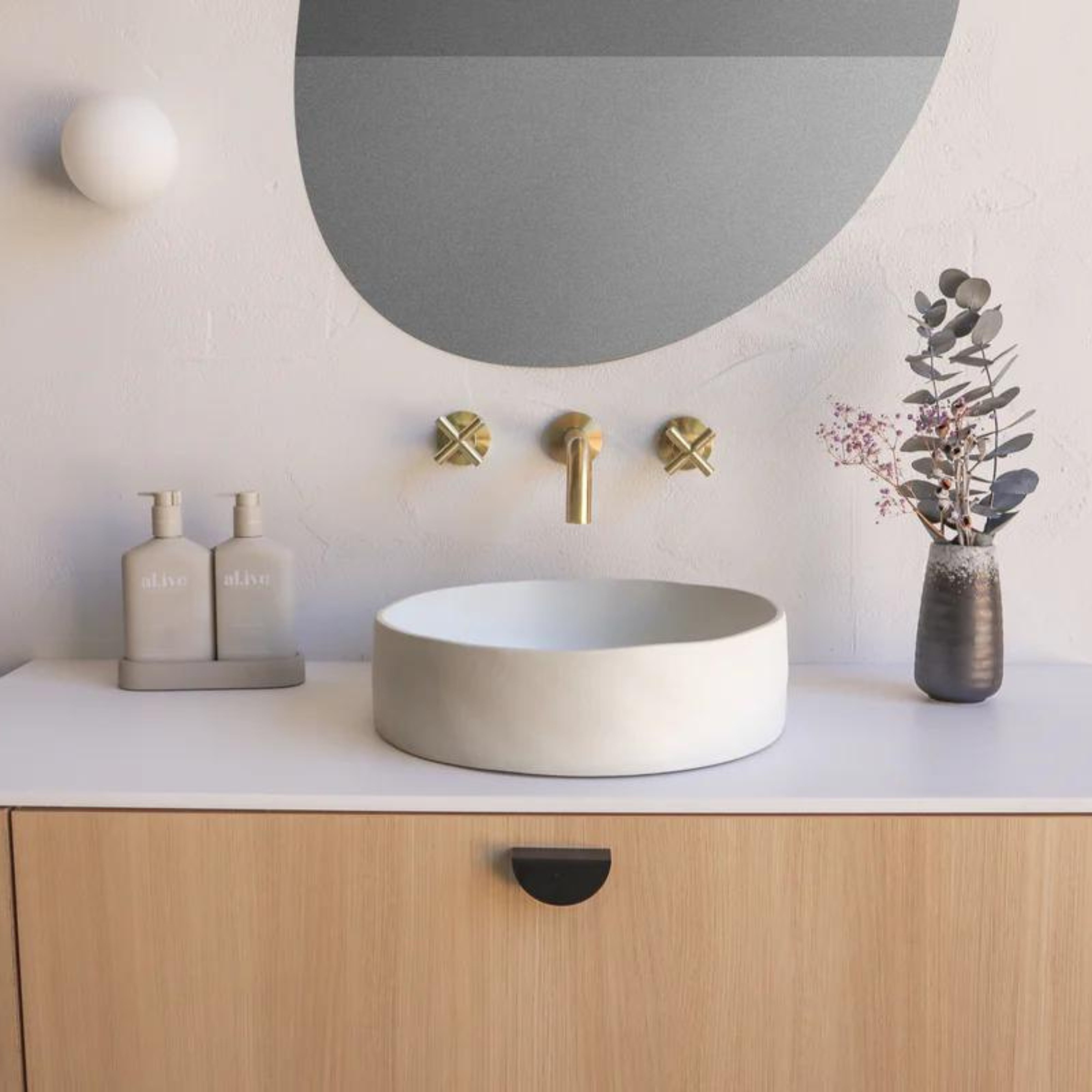 NOOD CO CONSCIOUS RANGE SLIP ABOVE COUNTER / WALL HUNG BASIN MORNING MIST 380MM