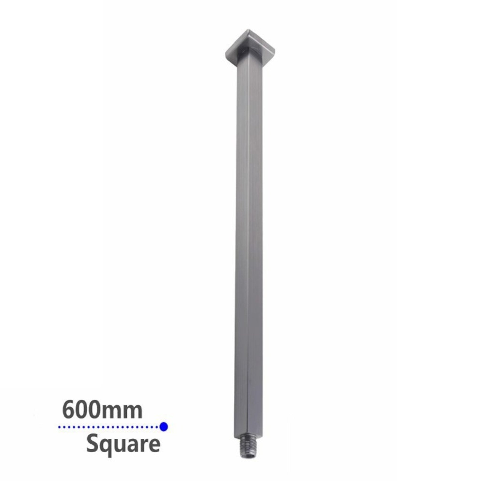 AQUAPERLA SQUARE CEILING SHOWER ARM 600MM GUN METAL