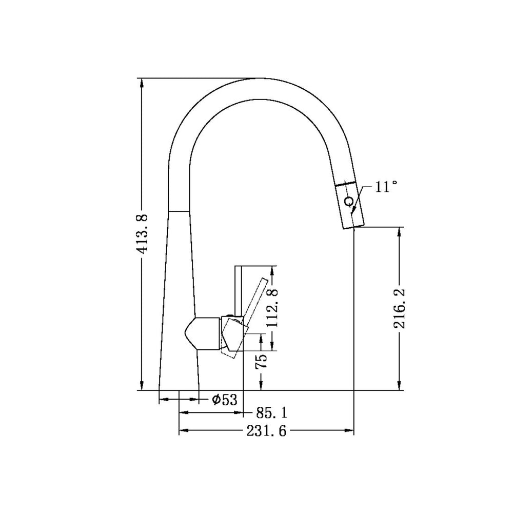 NERO DOLCE PULL OUT SINK MIXER WITH VEGIE SPRAY 414MM BRUSHED GOLD