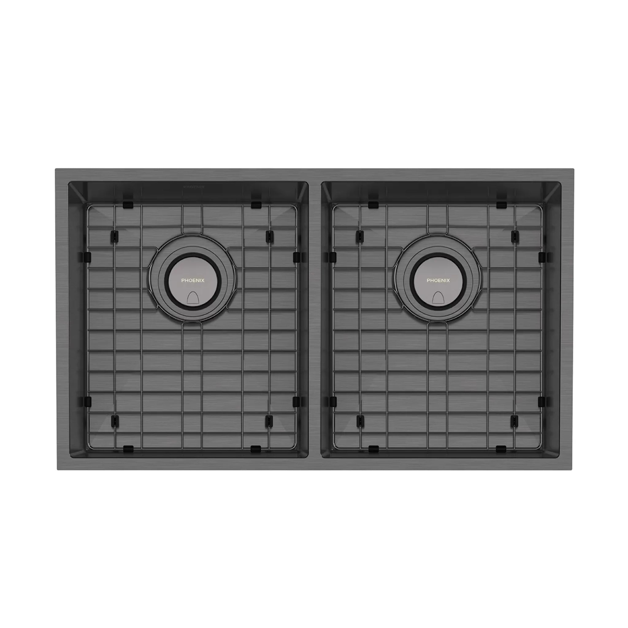 PHOENIX 4000 SERIES DOUBLE BOWL SINK 772MM BRUSHED CARBON
