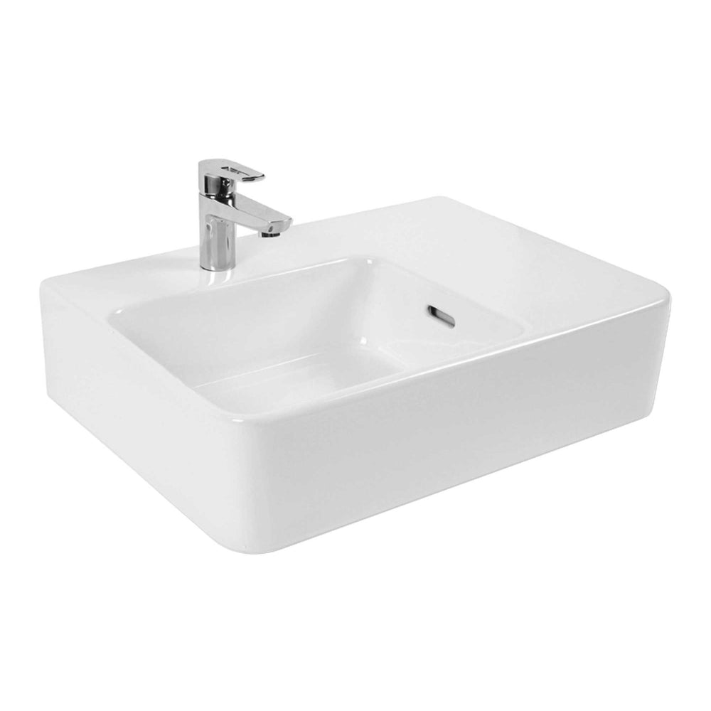 SEIMA LIMNI 601 WALL HUNG BASIN WITH OVERFLOW GLOSS WHITE 600MM