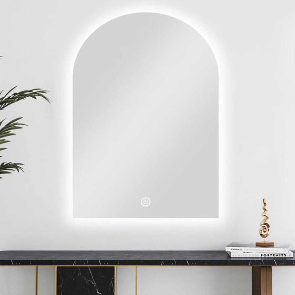 AQUAPERLA ARCHED FRAMELESS BACK-LIT LED MIRROR SILVER 600X900MM