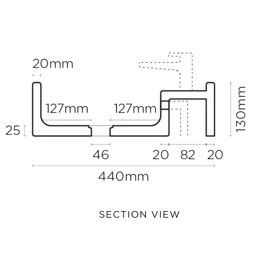 NOOD CO SHELF 01 ABOVE COUNTER / WALL HUNG BASIN MINT 440MM