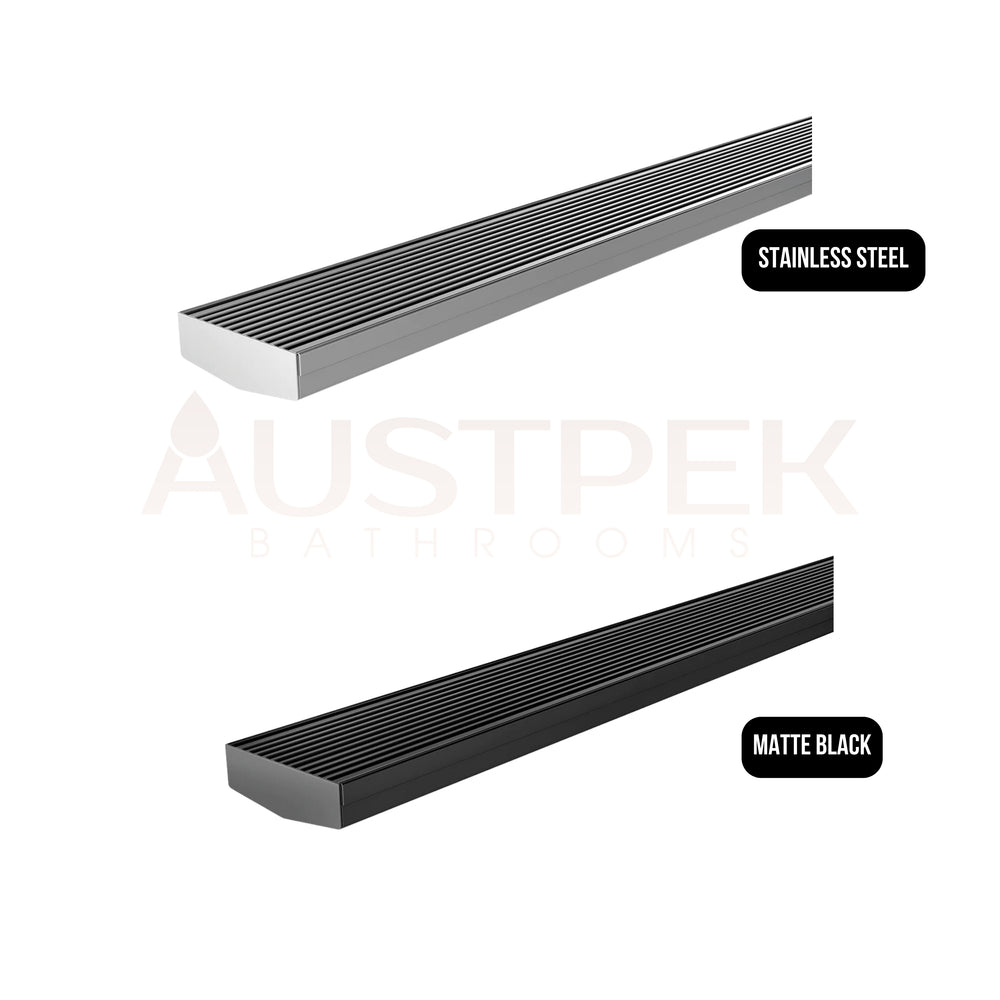 PHOENIX V STAINLESS STEEL 45MM CHANNEL DRAIN HG 75MM OUTLET 600MM, 750MM, 900MM AND 1200MM