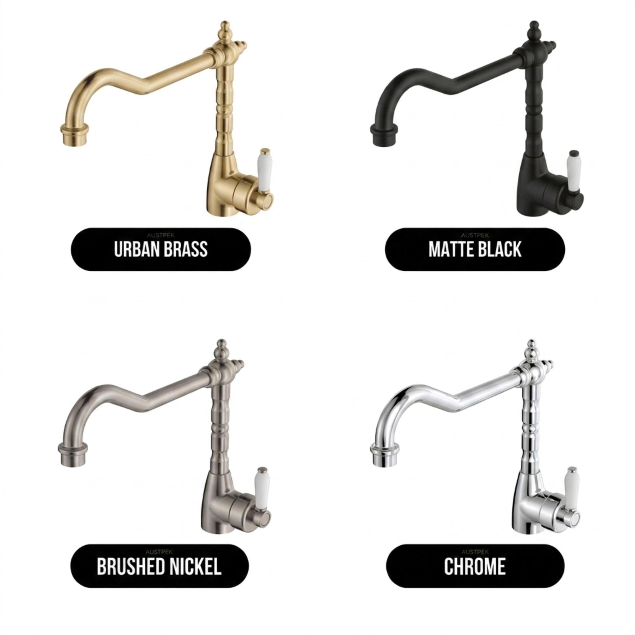 FIENZA ELEANOR SHEPHERDS CROOK SINK MIXER 283MM CERAMIC HANDLE CHROME