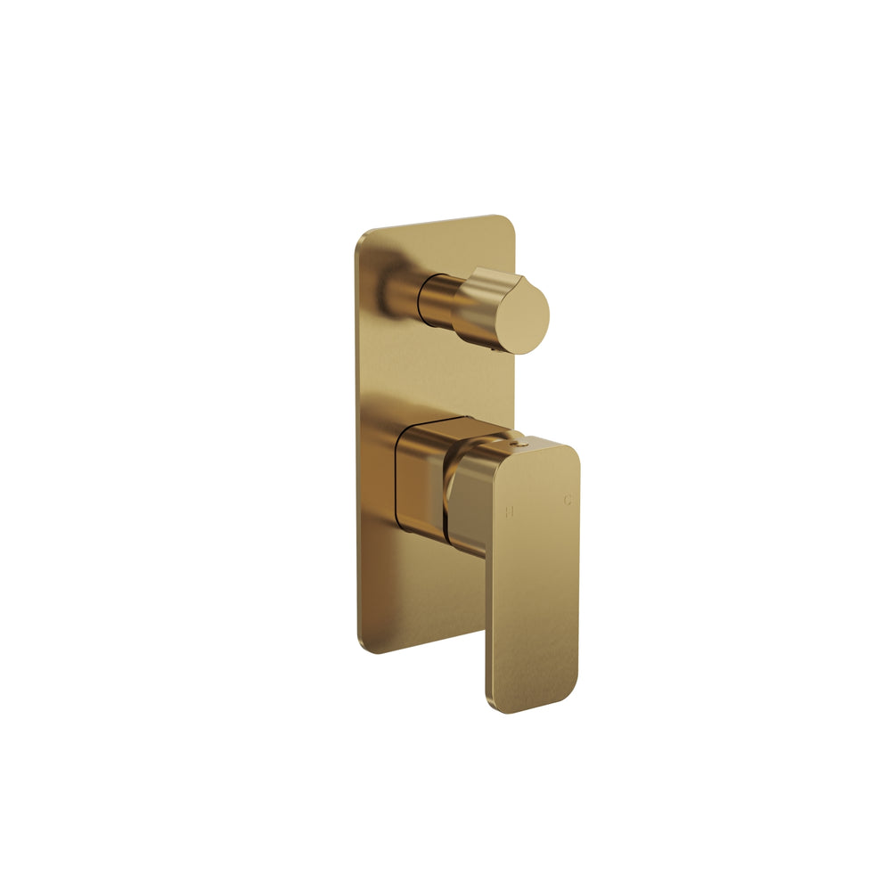LINSOL ZIA WALL MIXER WITH DIVERTER 177MM BRUSHED BRASS