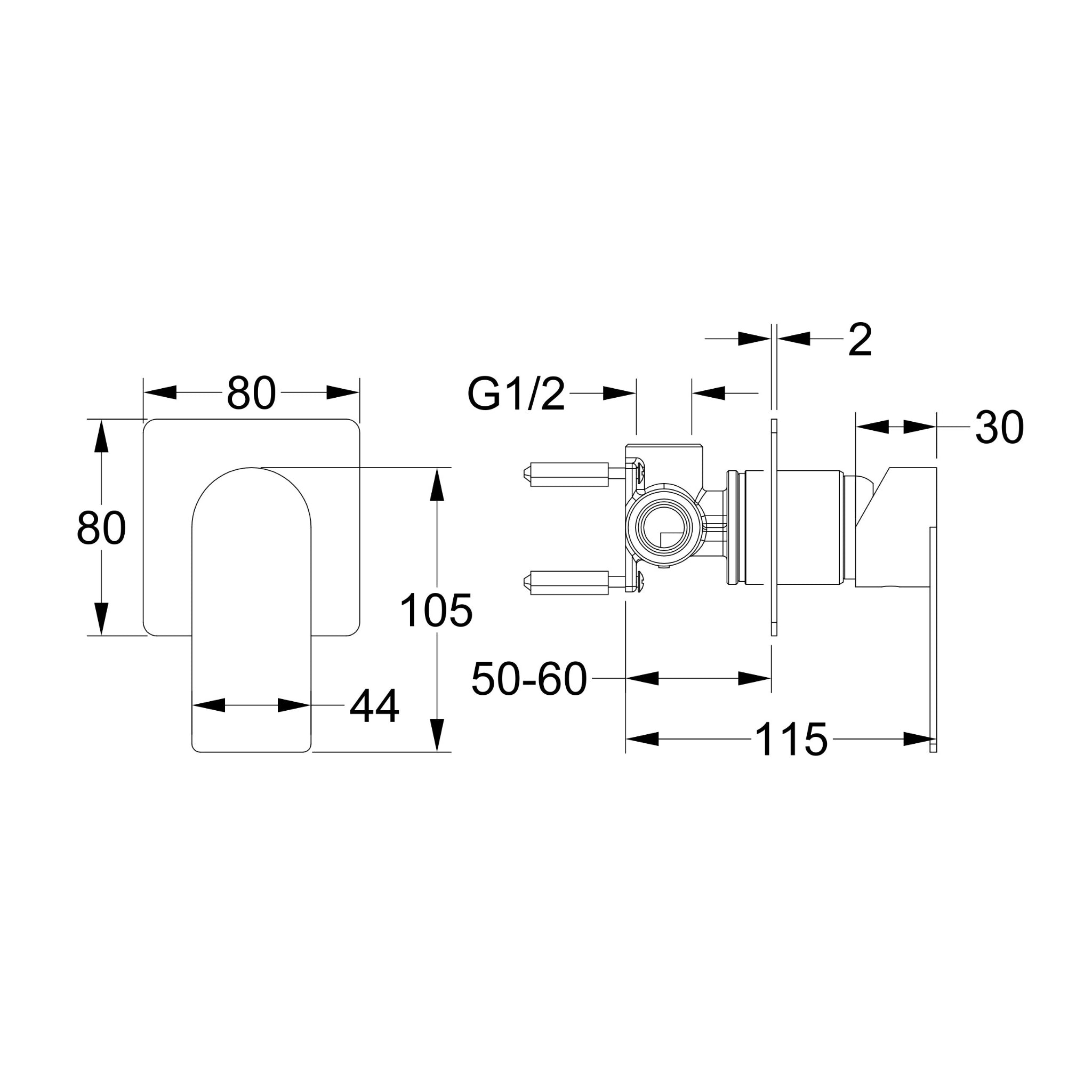 LINSOL VENA LEAD FREE WALL MIXER BRUSHED NICKEL