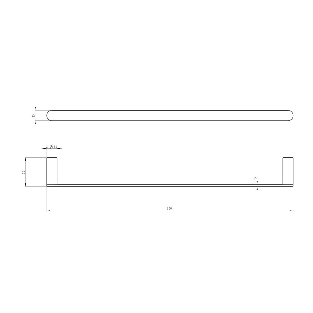 LINSOL CIRCLE SINGLE TOWEL RAIL CHROME (AVAILABLE IN 600MM AND 800MM)