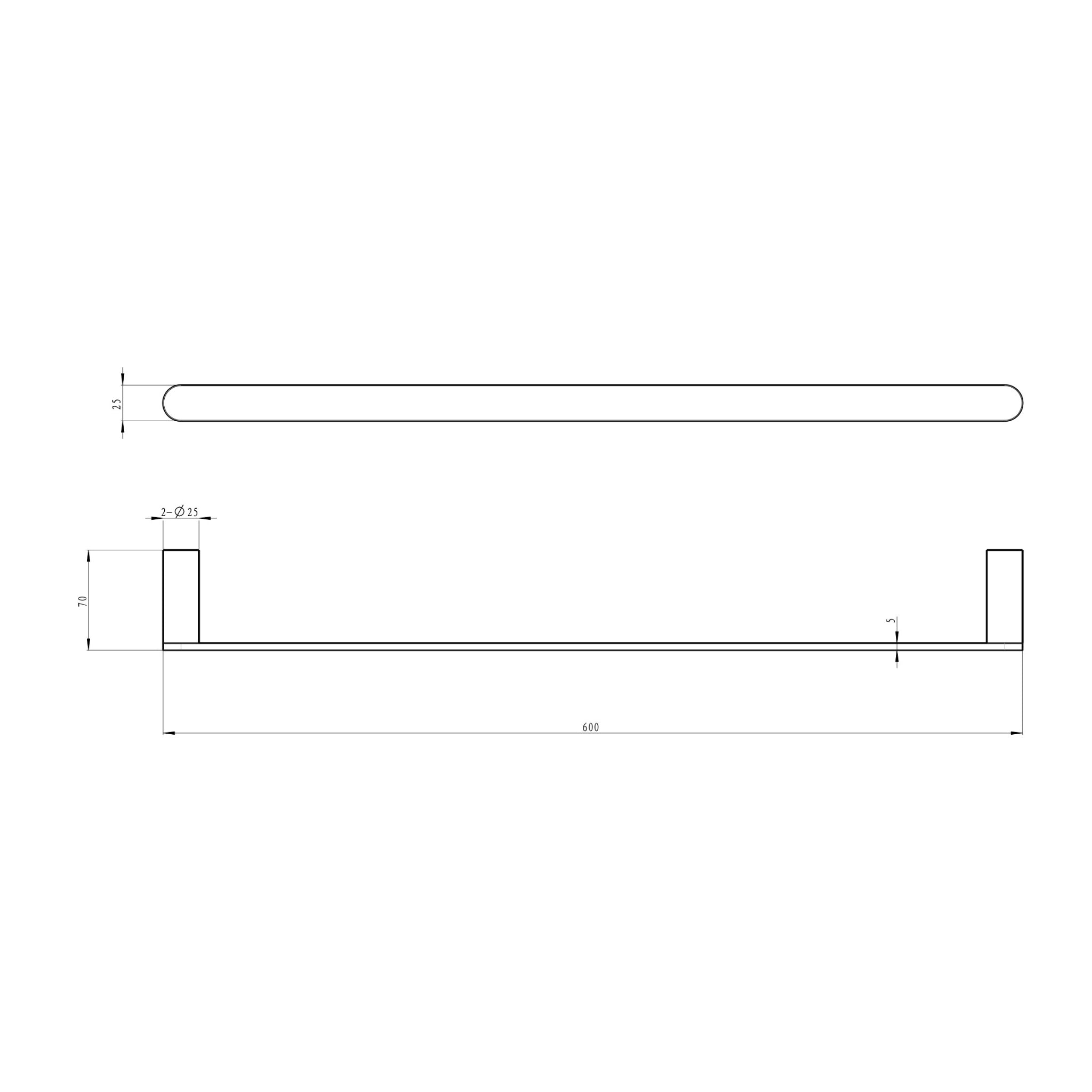 LINSOL CIRCLE SINGLE TOWEL RAIL CHROME (AVAILABLE IN 600MM AND 800MM)
