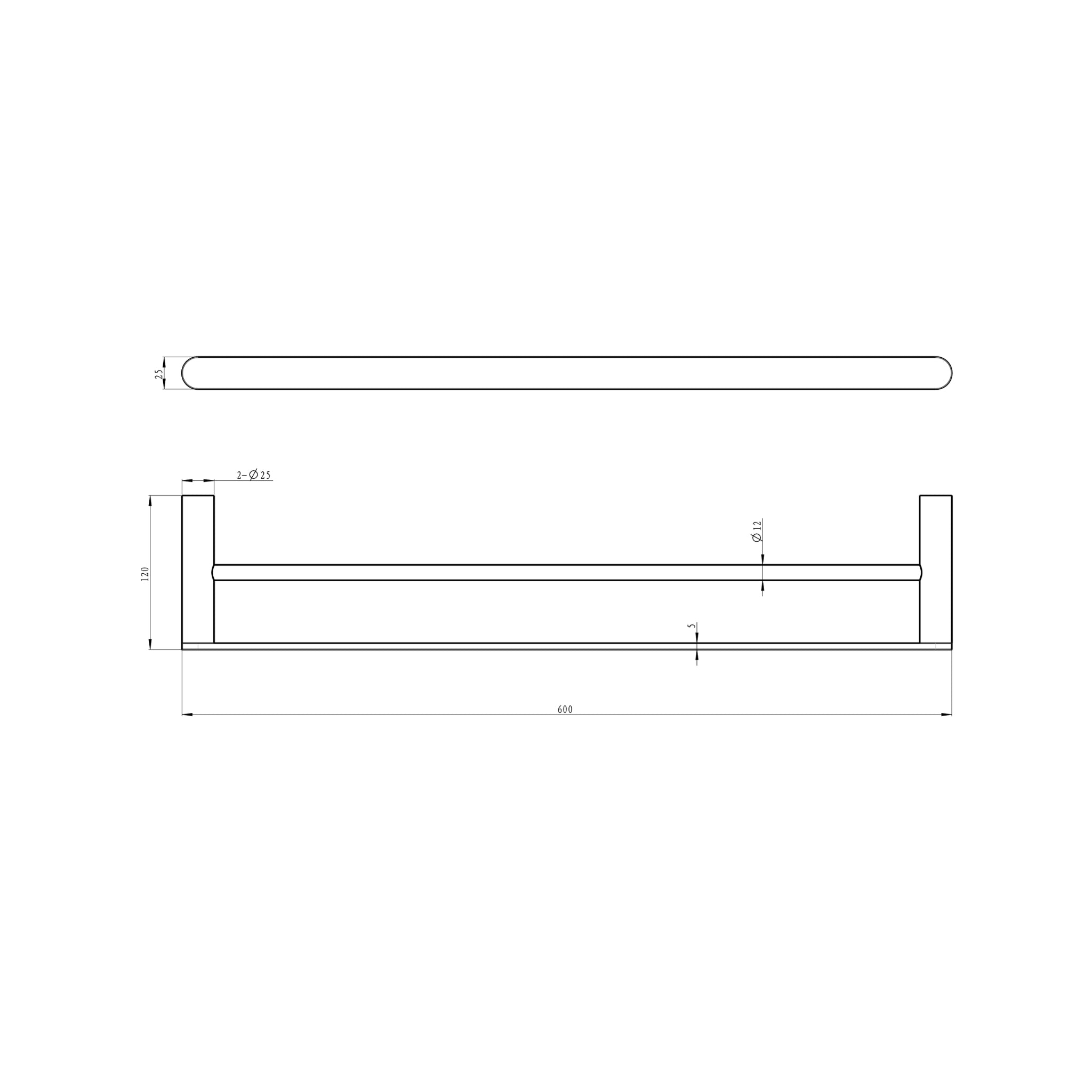 LINSOL CIRCLE DOUBLE TOWEL RAIL MATTE BLACK (AVAILABLE IN 600MM AND 800MM)