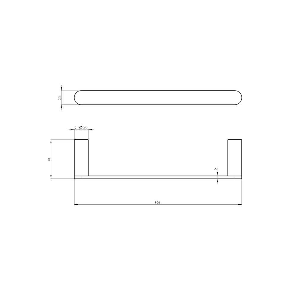 LINSOL CIRCLE HAND TOWEL RAIL 300MM MATTE BLACK