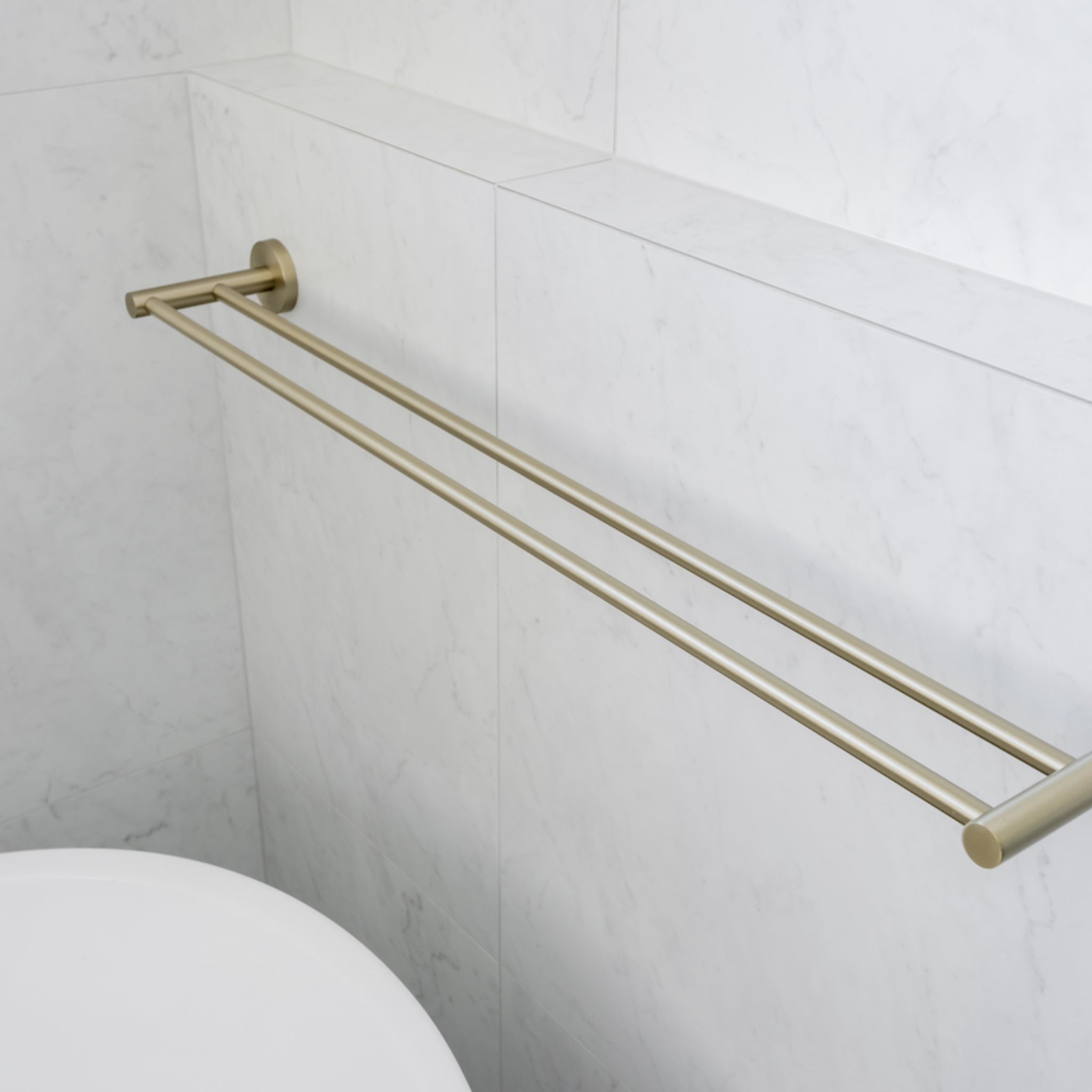 LINSOL LUX S2 LEAD FREE NON HEATED DOUBLE TOWEL RAIL 800MM BRUSHED BRASS