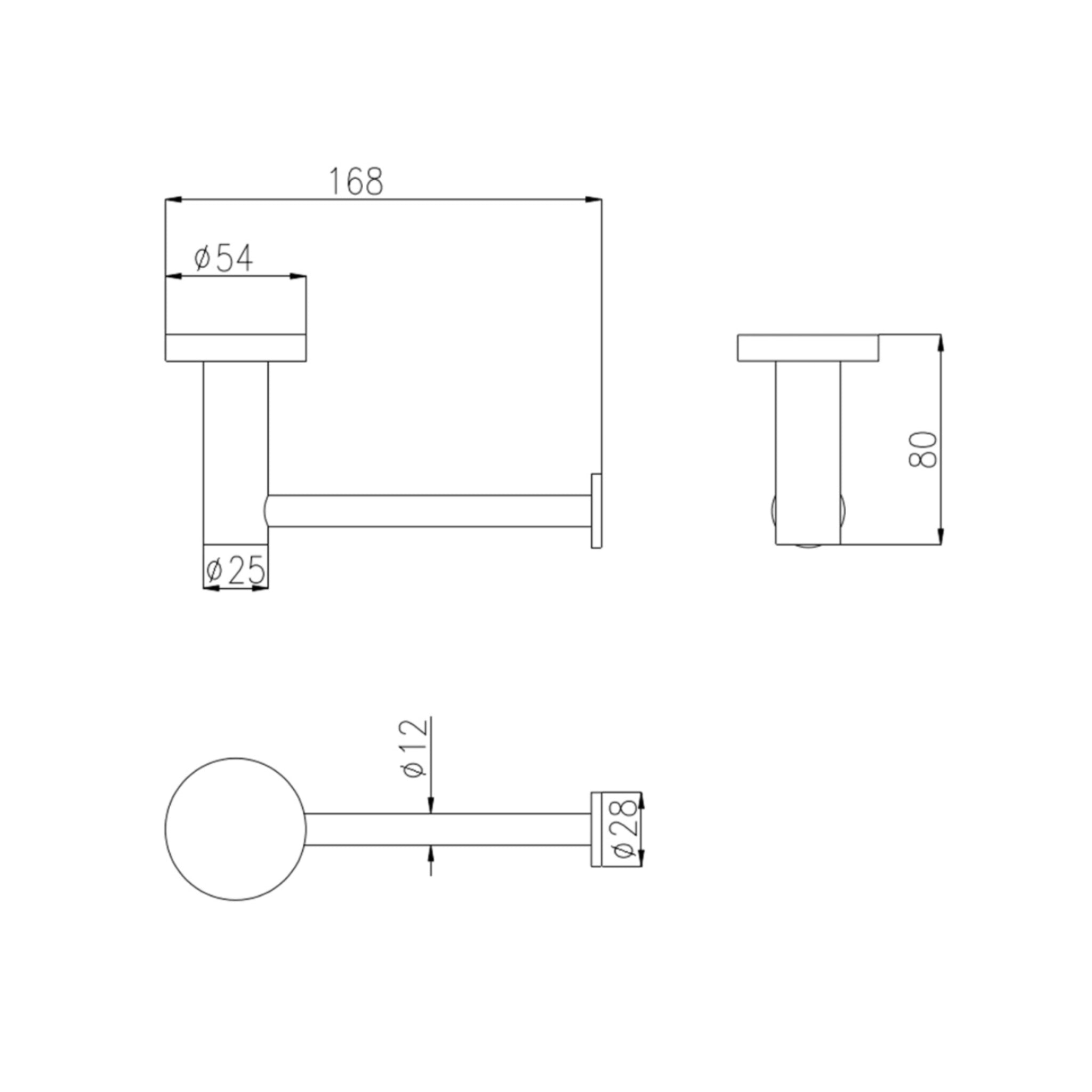 LINSOL LUX S2 LEAD FREE TOILET ROLL HOLDER MATTE BLACK