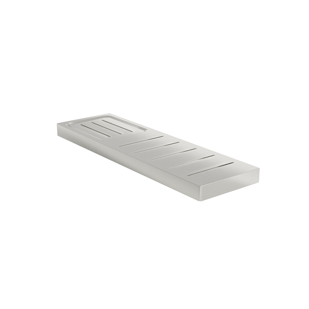 LINSOL CIRCLE METAL SHELF WITH SOAP DISH BRUSHED NICKEL