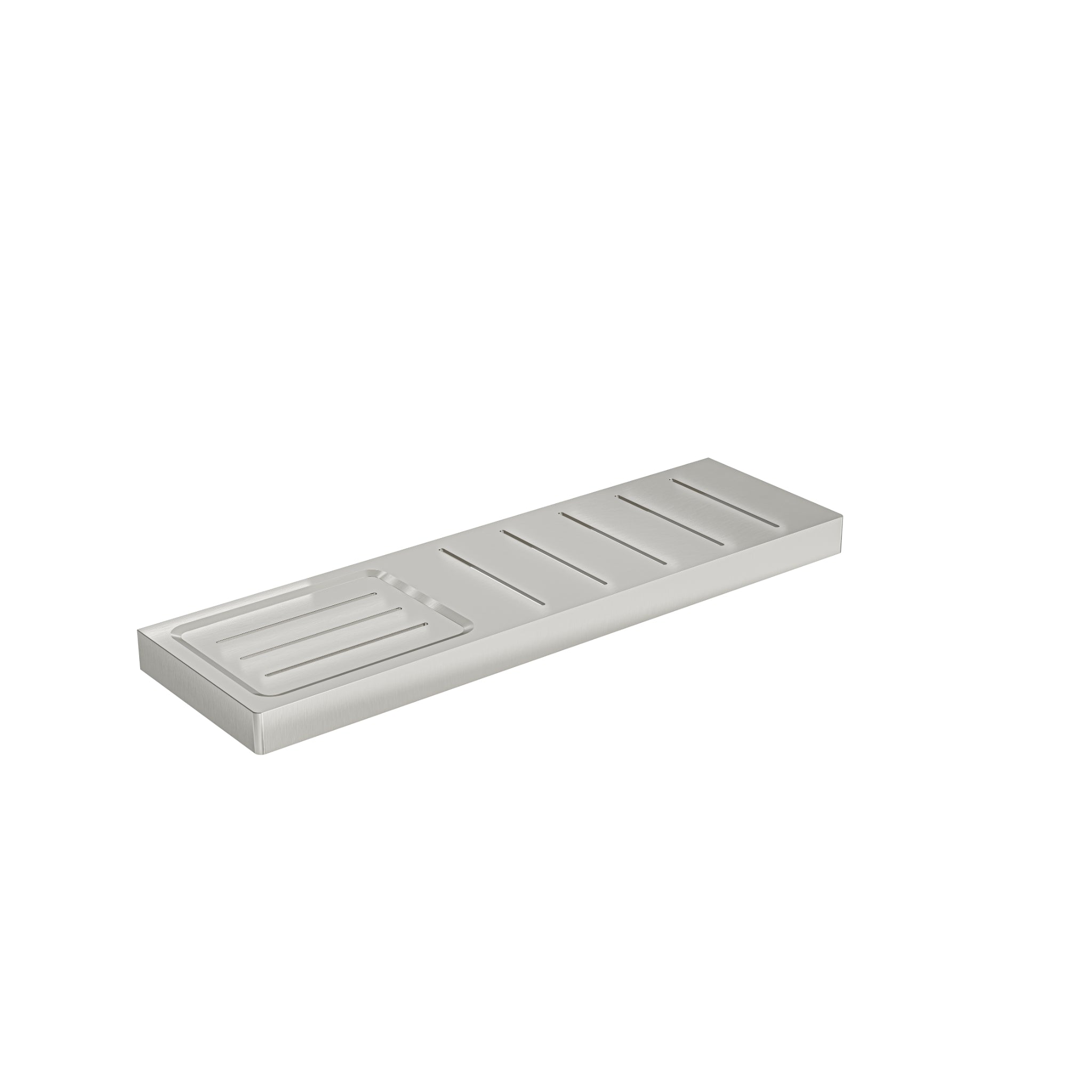 LINSOL CIRCLE LEAD FREE METAL SHELF WITH SOAP DISH BRUSHED NICKEL