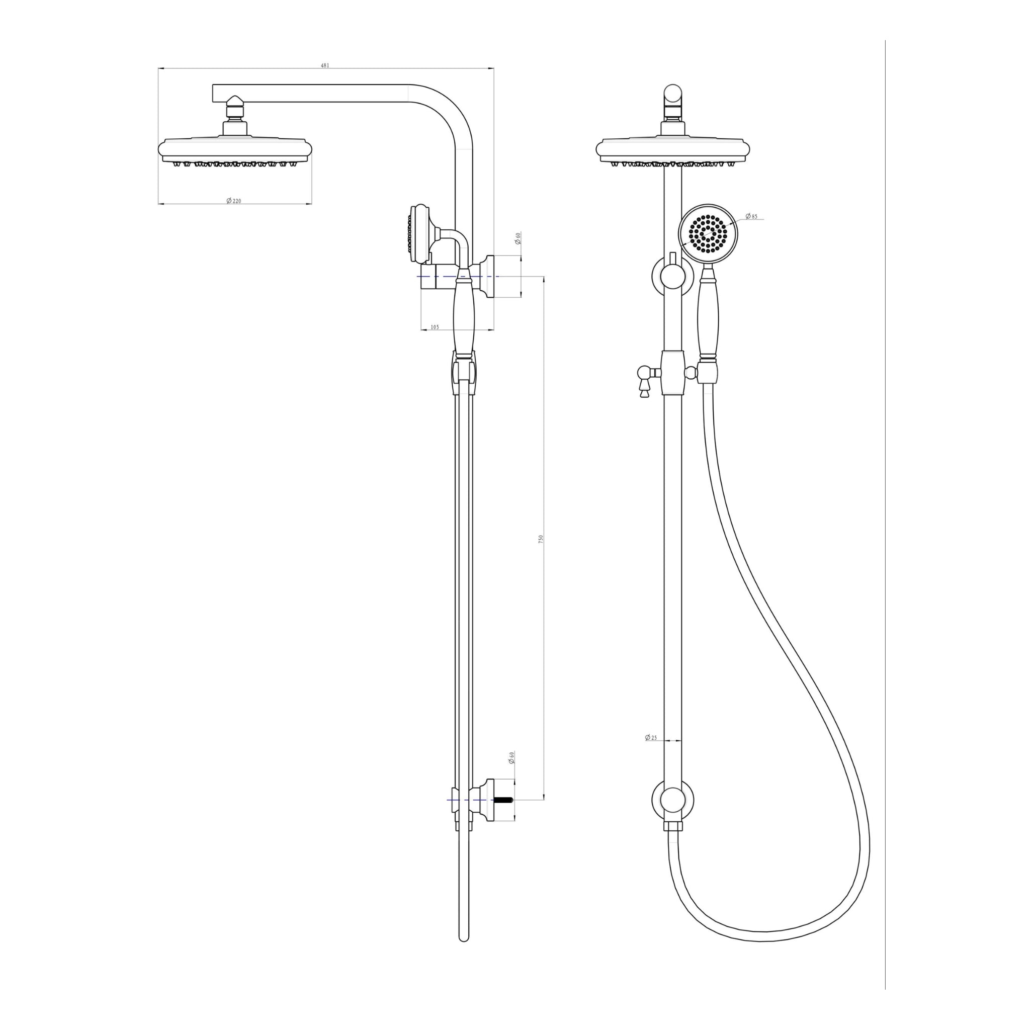 LINSOL KLASSIQUE TWIN SHOWER SYSTEM GUN METAL
