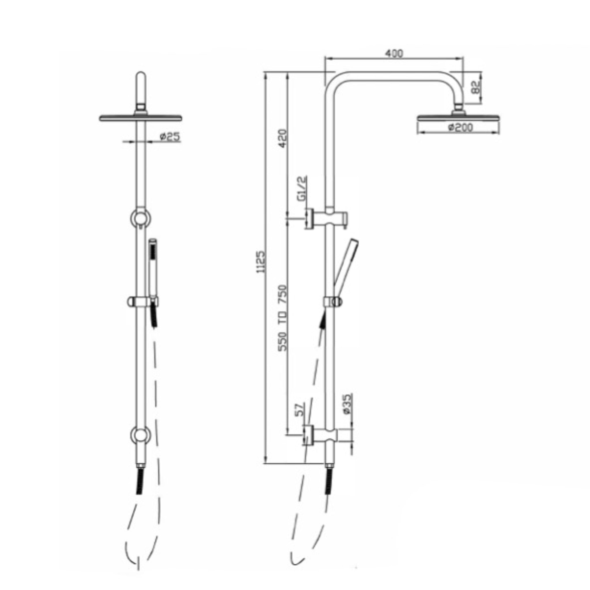 LINSOL MICO SHOWER WITH HAND SHOWER BRUSHED NICKEL