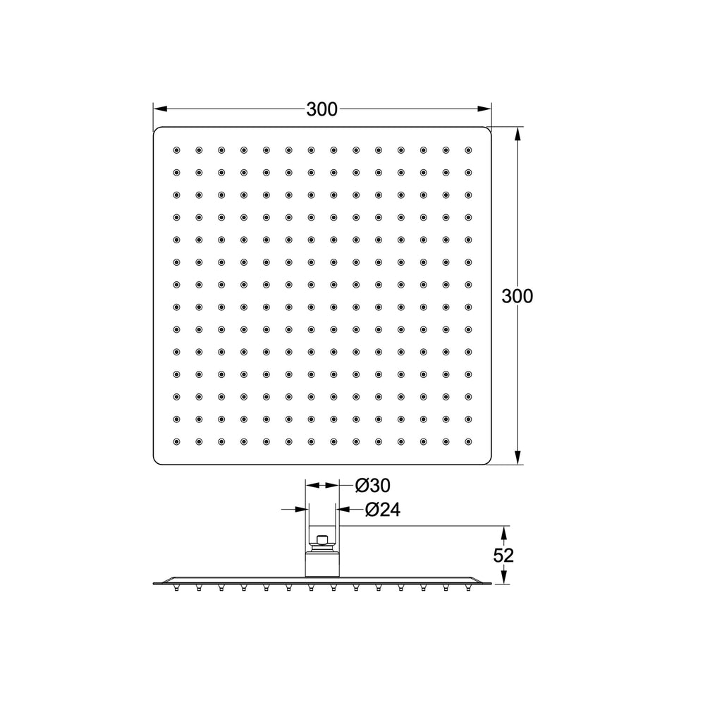 LINSOL OCEAN SQUARE SHOWER HEAD 300MM BRUSHED NICKEL