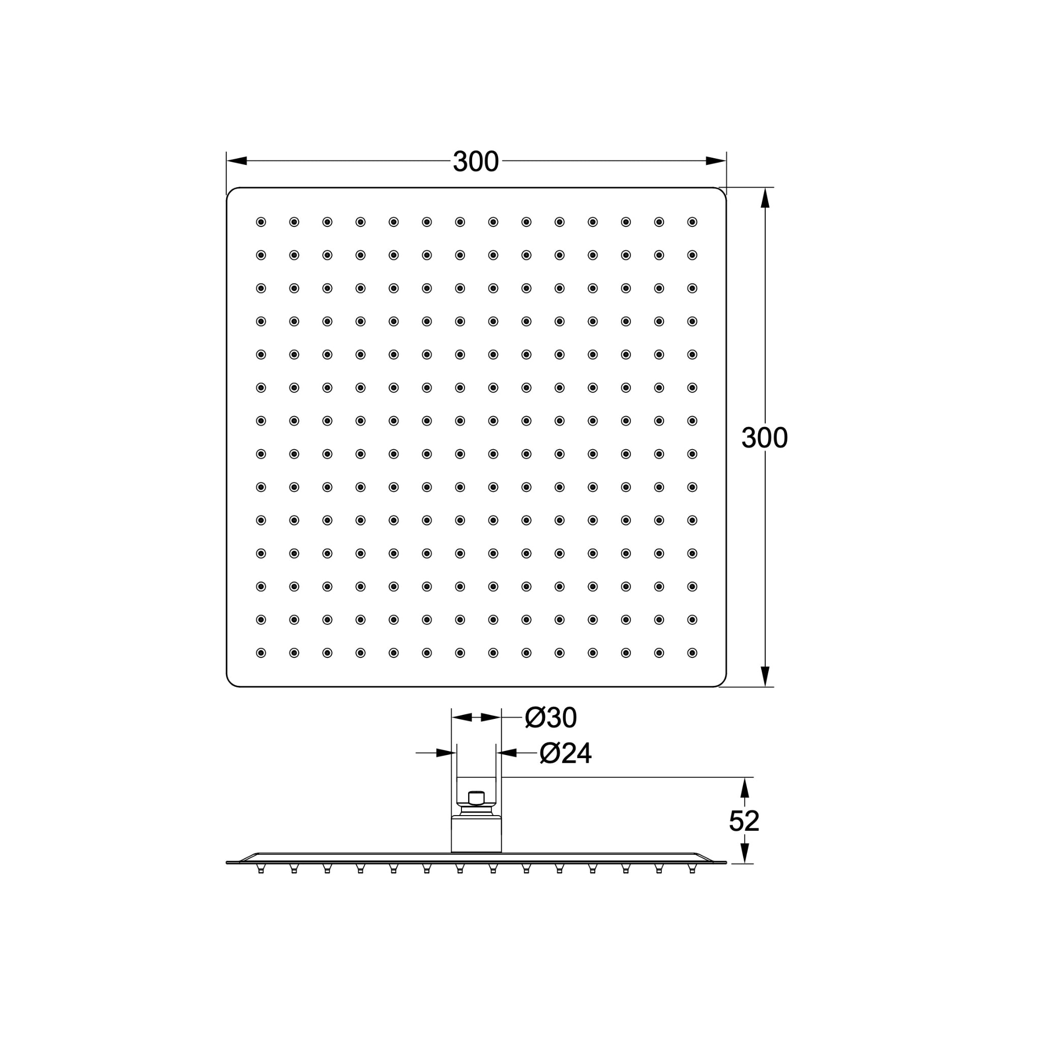 LINSOL OCEAN LEAD FREE SQUARE SHOWER HEAD 300MM CHROME