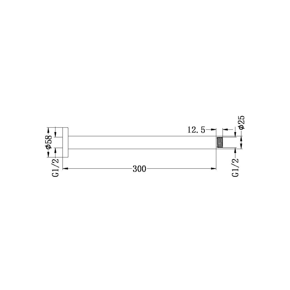 NERO ROUND CEILING SHOWER ARM 300MM MATTE WHITE
