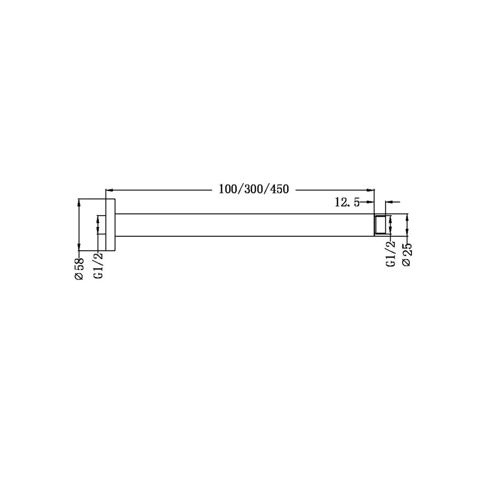 NERO ROUND CEILING SHOWER ARM MATTE BLACK (AVAILABLE IN 100MM, 300MM AND 450MM)