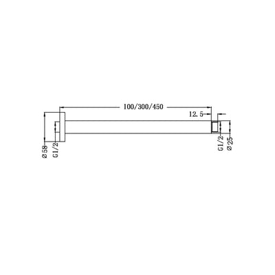 NERO ROUND CEILING SHOWER ARM MATTE BLACK (AVAILABLE IN 100MM, 300MM AND 450MM)