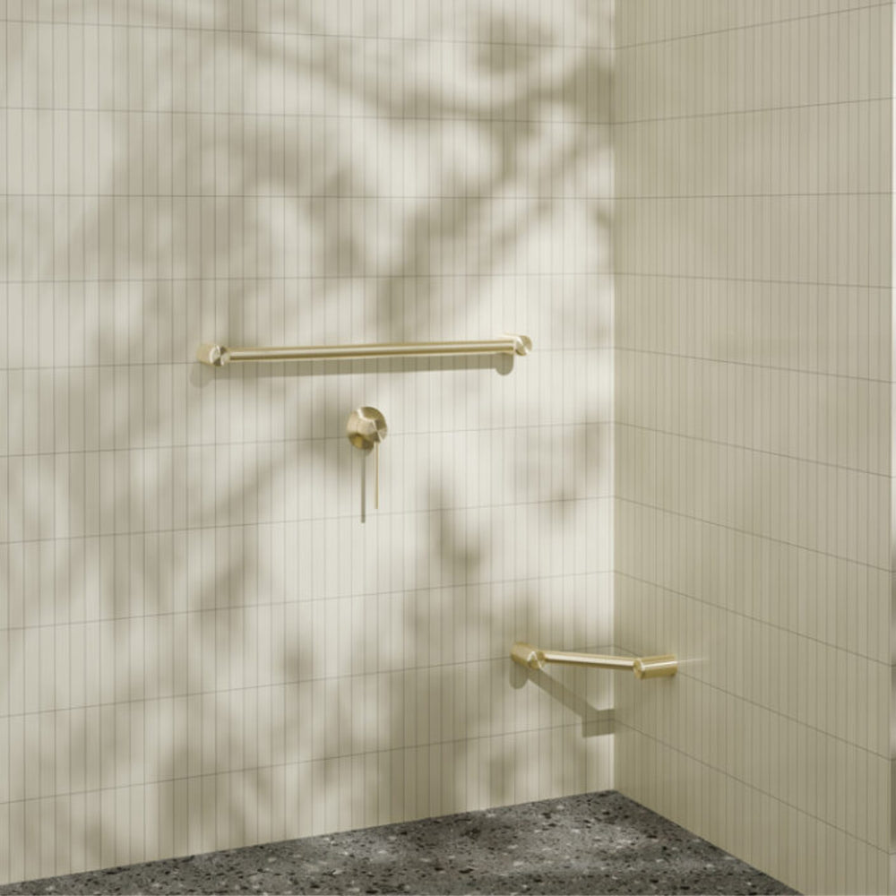 NERO MECCA CARE FOOTREST CORNER GRAB RAIL 215MM BRUSHED GOLD