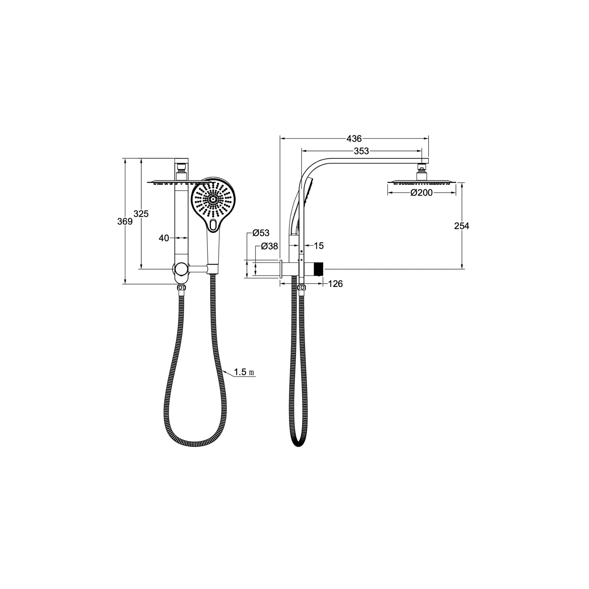 LINSOL OCEANJET TWIN SHOWER SYSTEM MATTE BLACK