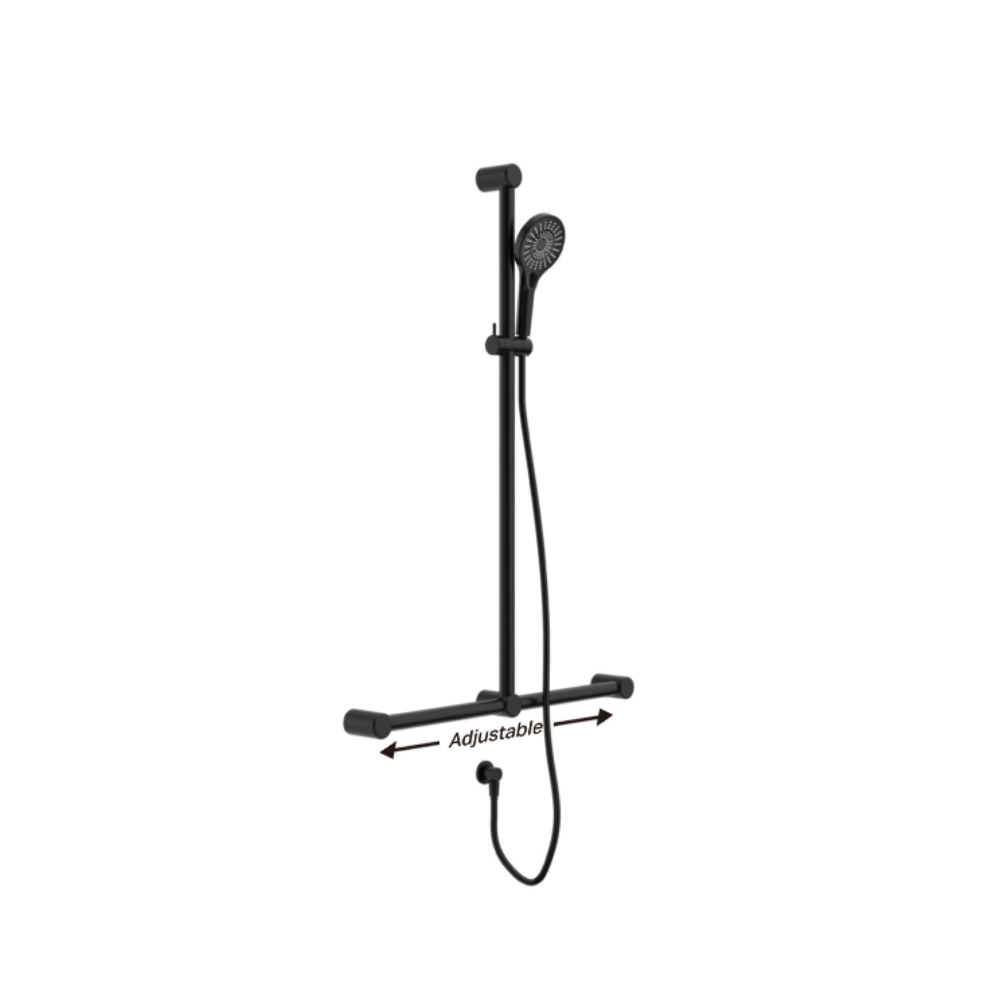 NERO MECCA CARE 32MM T BAR GRAB RAIL AND ADJUSTABLE SHOWER SET MATTE BLACK