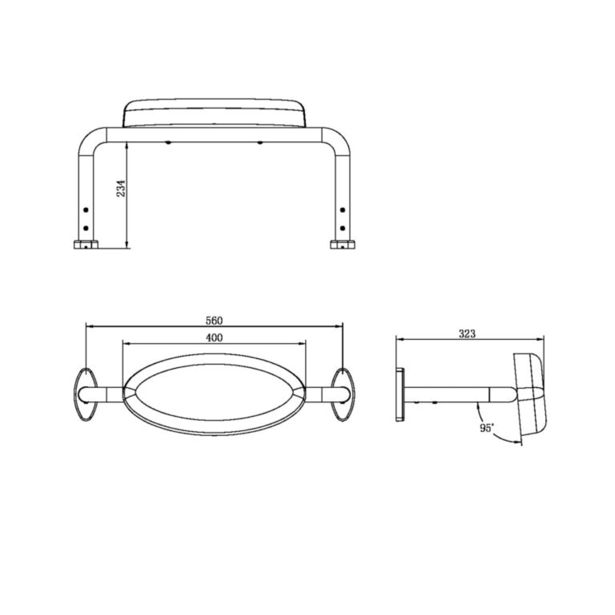 NERO MECCA CARE DDA TOILET BACKREST 560MM CHROME